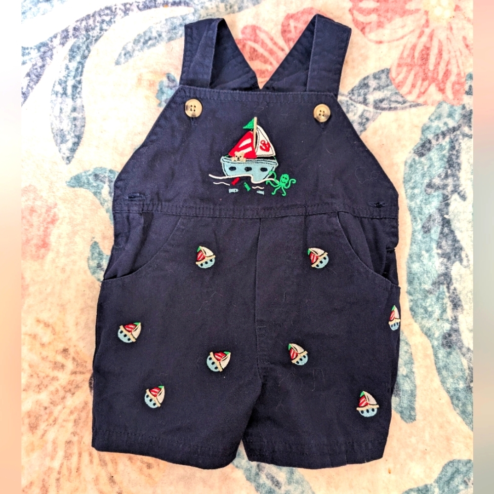 $ 💥3/$24 Starting Out Navy Nautical‎ Embroidered Shortalls